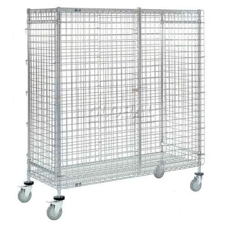 Nexel Wire Security Truck, Chrome, 24inW x 36inL x 69inH, Polyurethane, 4 Swivel, 2 Brake Casters 800393